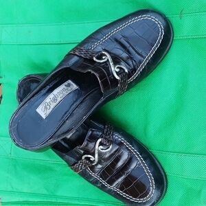 Brighton Brown Reptile Leather Clogs